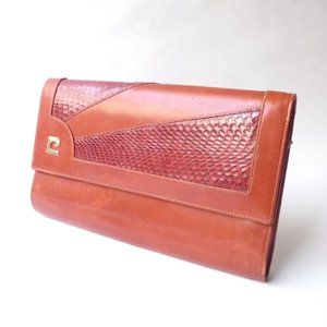1970s Pierre Cardin Leather and Snakeskin Clutch Purse